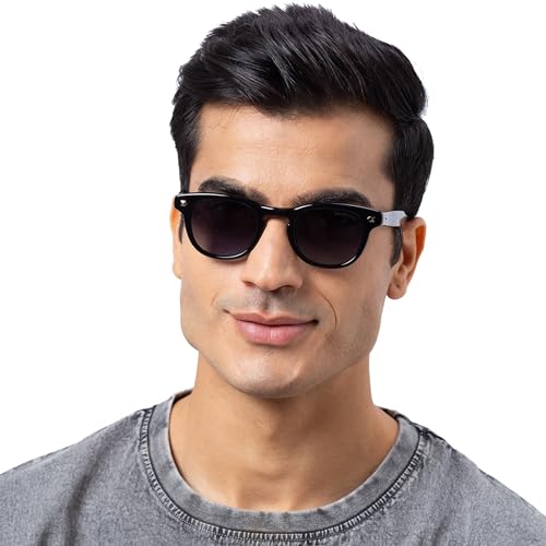 Image of Shisen Fox UMI Unisex Sunglasses with Iconic Design & Smudge Free Lenses, Anti-Reflective Coating & 100% UV Protected Frames with Protective Case & Lens Elixir