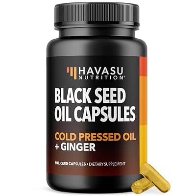 Black Seed Oil Capsules with Ginger Root Extract for Digestive Health & Immune Support - Cold Pressed Black Cumin Seed Oil & Ginger Supplement - 60 Count - Vegan, Non-GMO, Unflavored - 1 Month Supply