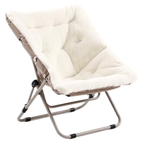 Givjoy Living Room Chair, Soft Faux Fur Folded Chair Oversized Folding Accent Chair, Furry Lounge Lazy Chair, Metal Frame Moon Chair for Bedroom, Living Room Givjoy Living Room Chair, Soft Faux Fur Folded Chair Oversized Folding Accent Chair, Furry Lounge Lazy Chair, Metal Frame Moon Chair for Bedroom, Living Room