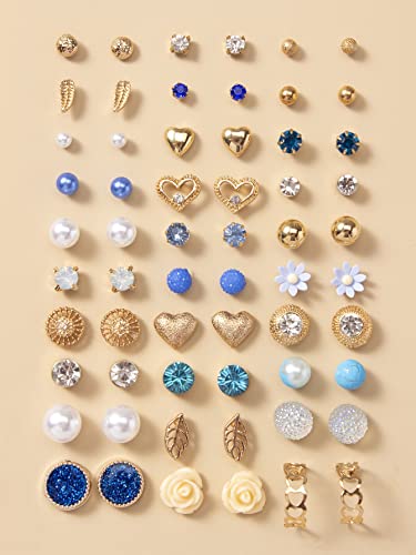Image of Shining Diva Fashion 30 Pairs Combo Set Stylish Crystal Pearl Earrings for Women and Girls