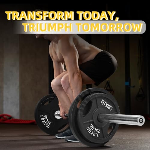 Fitvids 1 Inch Standard Barbell Weight Plates Set, 120 LB(2.5-25 LB) Barbell Weight Set for Home Gym Strength Training, Deep Grip Edge by Fitvids - Image 3