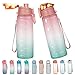 lalafancy Gourde Sport, Bouteille 900ml, Tritan Bouteille d'eau avec Motivationnel Marqueur de Temps, Gourde Reutilisable sans BPA Anti-Fuite Convient pour Le Sport, Camping, Cyclisme et Plein Air