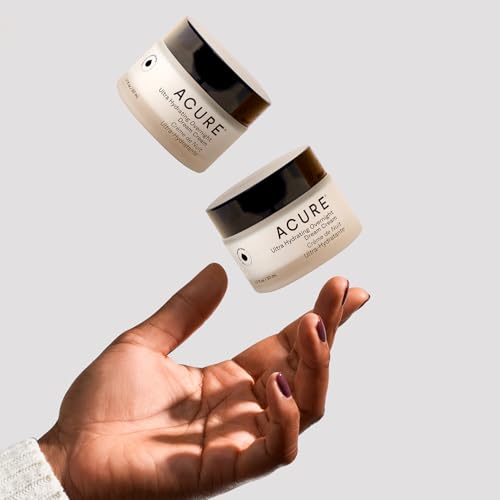 Acure Ultra Hydrating Overnight Dream Cream - Night Cream, Calming & Hydrating Face Moisturizer for Women & Men, Soothing Skincare Lotion w/ Melatonin & Hemp Seed Oil, Vegan, Cruelty Free - 1.7 fl oz