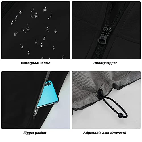 Catena Women's Windproof Jacket Waterproof Breathable Hoodie Fleece Softshell Coat For Outdoors Running Cycling Hiking Black #TOP3