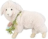gartendeko lamm Oster-Deko zum Hinstellen oder als Geschenk • Handgefertigt mit kuschelweichem Kunstpelz • Mit Kranz aus filigranen Deko-Blumen