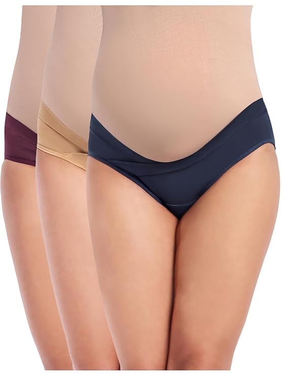 shaperx Maternity Low Waist Panties| Cotton Printed Underwear for Womens| V Shaped Lingerie for Pregnant Ladies Plus Size Pack of 3-picture-3