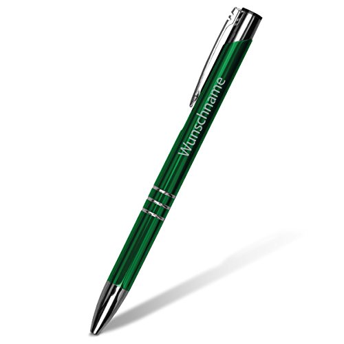 Personalisierte Kugelschreiber 'Chicago' Stift Schriftzug inkl. individueller hochpräziser Lasergravur in Grün 1 bis 500 Stück Menge Konfigurierbar