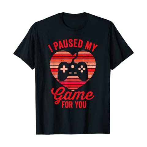 I Paused My Game For You Valentine's Day Love Heart T-Shirt Cover