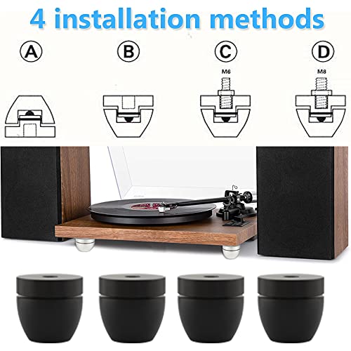 Tertullus 4 Pcs Ball Beads Speaker Isolation Feet Turntable Platform Pads Audio Shock Absorber Subwoofer Isolation Feet 33×30 Pad Speaker Stand(Black) #TOP5