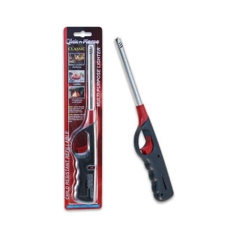 Click N Flame BBQ Kitchen Lighter Long Reach Lighter for All Occasion Candle Grill Stove Outdoor Camp Refillable Lighter - 3 Pack Cover