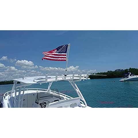 Spearfishing World American Flag with Pole for Boat Rod Holder US Flag Cover