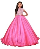 Sejanu Organza Sweet 16 Pageant Dress for Girls Quinceanera SleevelessFlower Girl Dresses with Rhinestones Beads Birthday Ball Gown Hot Pink-2