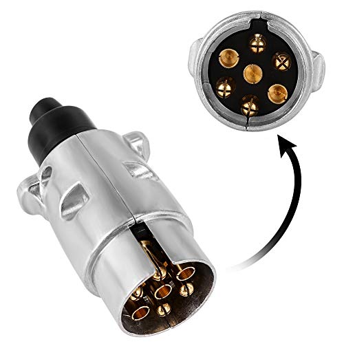 upain 7 Pin Trailer Plug Socket Metal 12V 7 Pin Plug Socket Connectors Waterproof Aluminum Alloy Auto Lamp Connector Tow bar Towing Trailer Socket for Truck RV Cars Boat Caravan - Image 7