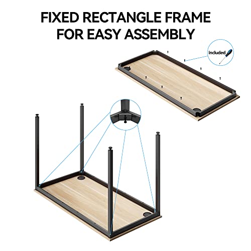 Designa 47 Inch Walnut Home Office Computer Desk, Modern Simple Sturdy Work Study Writing Pc Gaming Table For Large Spaces Adult Teens Kids Bedroom Kitchen Dinning Room Corner With Black Metal Frame #TOP7