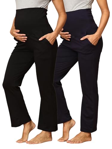 Image of The Mom Store Maternity Track Pants | for Pregnant Women with Ultimate Comfort | Prenatal Yoga Pants | Pre and Post Pregnancy