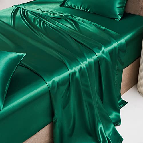 Drap-housse satin vert 160x200 de qualité supérieure soyeuse - 4