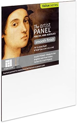 Ampersand Art Supply Wood Gesso Artist Painting Panel: Primed Smooth, 1/8 Inch Depth, 8" x 10"