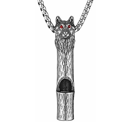HZMAN Colar de emergência para adultos, retrô, gótico, lobo, apito, sobrevivência ao ar livre, para