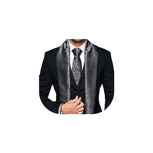 YOHOWA 2PCS Scarf Necktie Set Men/Women Fashion Silk Lightweight Feeling Print Soft Scarves Neckerchief Wraps Gift