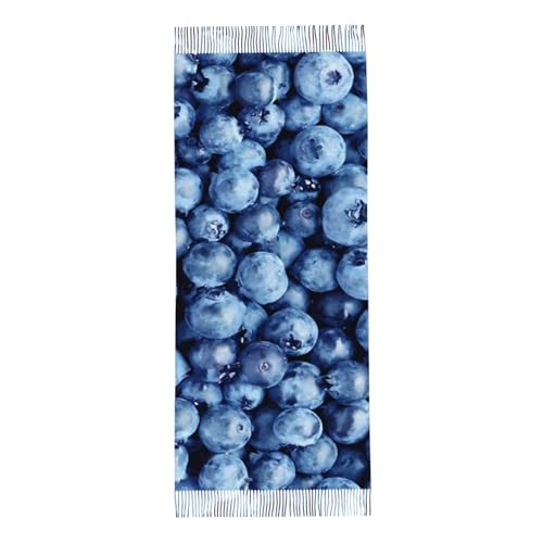 IUBBKI Écharpe châle chaude d'hiver pour femme Blueberry, écharpe longue à pompon en peluche chaude et tendance – vue 5