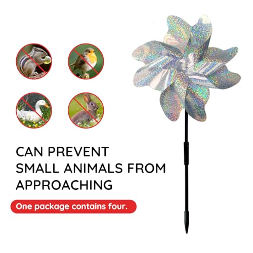 CXY Pinwheels for Yard and Garden - 4 Pack Reflective Wind Spinner Wheel with Stakes - Sparkly Outdoor Decor and Bird Deterrent for Lawn Patio and Farm - Thumbnail 7