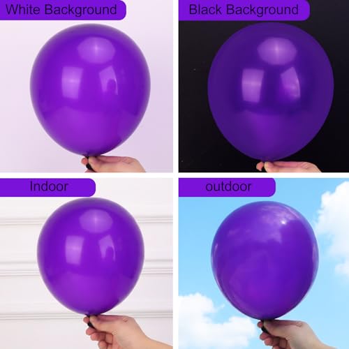 Image of RUBFAC Dark Purple Balloons 129pcs Different Sizes Pack of 18 12 10 5 Inch, Latex Royal Purple Balloon Garland Arch Kit for Wedding Masquerade Birthday Party Decorations