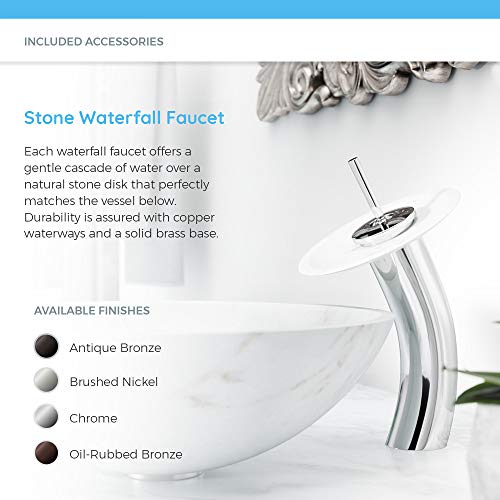 Mr Direct 853-Swf-C Stone Vessel Sink In Honey Onyx With Faucet And Pop-Up Drain In Chrome, Waterfall, Yellow #TOP4