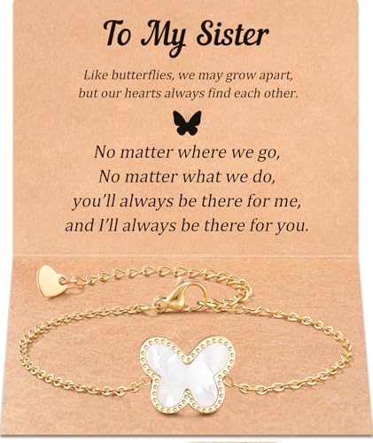 Dainty Butterfly Bracelet, Sister/Best Friend/Bestie/Granddaughter/Daughter/Niece Gift, Birthday & Christmas Friendship Gift for Women & Teen Girls