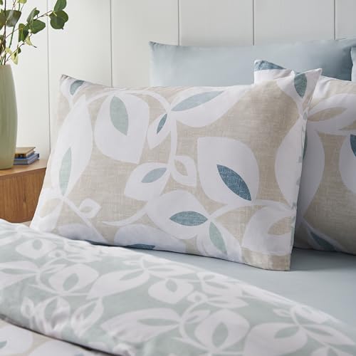 Housse de couette Catherine Lansfield Inga Leaf naturel reversible