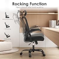 Farini Höhenverstellbar Ergonomischer Stuhl Schreibtisch Stuhl Bürostuhl Bequem mit Kopfstütze, Home Office Stuhl Computer Stühle Chefsessel mit Armlehne, 150 Kg PC Stuhl mit Rollen，Schwarz – Ansicht 6