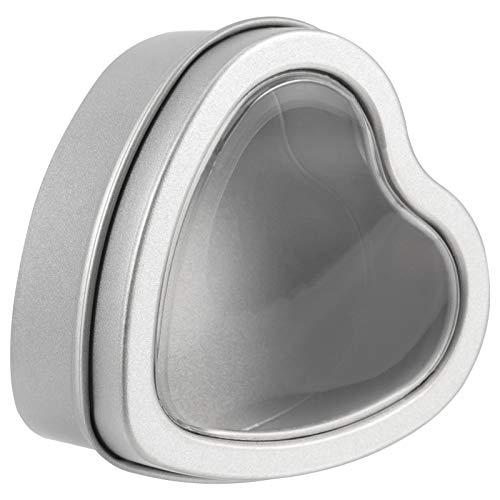 Zeonhak 40 Pack 2Oz Metal Tin Cans, Empty Candle Tins With Clear Window Lids, Heart Shaped Metal Tins Candle Jars Candle Containers For Candle Making, Candies, Gifts And Treasures, Silver #TOP4