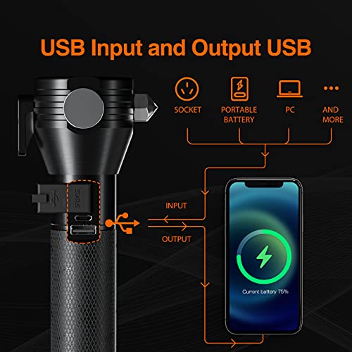 Otdair Led Flashlight Solar Power Flashlight, Ultra Bright Flashlight, High Lumens, Usb Rechargeable, 5 Modes For Outdoor,Camping, Hiking 2Pack #TOP2