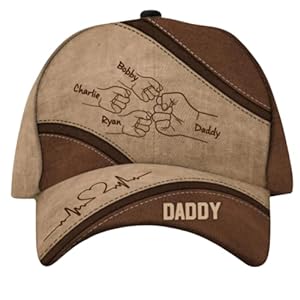 Personalized Dad Baseball Cap, Outline Fist Bump Daddy Cap, Dad Classic Cap for Papa,Grandpa, Husband Kids Name, Customzied Dad Hats for Men, Dad Gifts for Father’s Day 2024 Multi