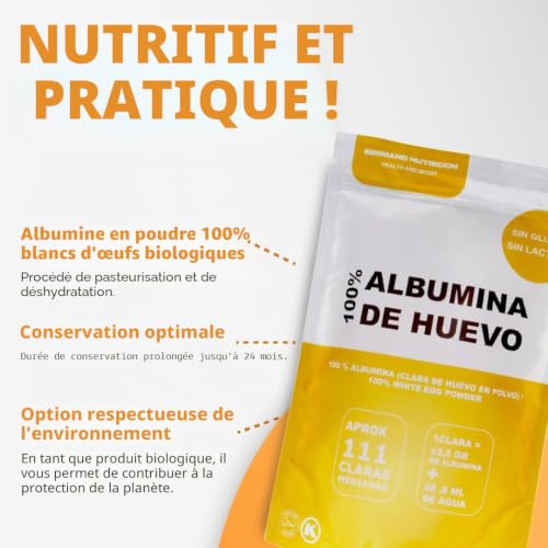 Blanc d'œuf biologique en poudre (350 g) | Blancs d'œufs biologiques en poudre | Albumine d'œuf | Sans additifs | Produits sans lactose | Sac zip – vue 3