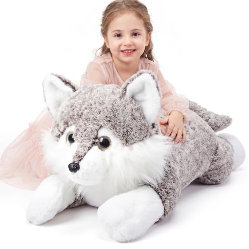 Image of IKASA Large Wolf Cuddly Toy, Giant Soft Toy, 78 cm, Large Plush Toy, Jumbo Soft Toy, Gift for Children