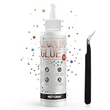 Allisway Schmucksteinkleber, Schmuckkleber, Bastelkleber, Stark Haftend, Wasserfest, Schnelltrocknend, Geeignet für Strasssteine, Schmuck und Textilien, 120 ml