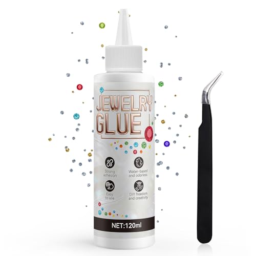 Allisway Schmucksteinkleber, Schmuckkleber, Bastelkleber, Stark Haftend, Wasserfest, Schnelltrocknend, Geeignet für Strasssteine, Schmuck und Textilien, 120 ml