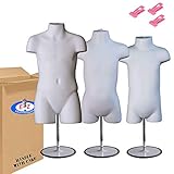Toddler + Infant + Child Mannequin Torso, Dress Form Hollow Back Body Kids Set, with Metal Stand by EZ-Mannequins, for Craft Shows, Photos or Display, Easy to Use and Store, 9mo-7 Clothing Sizes.
