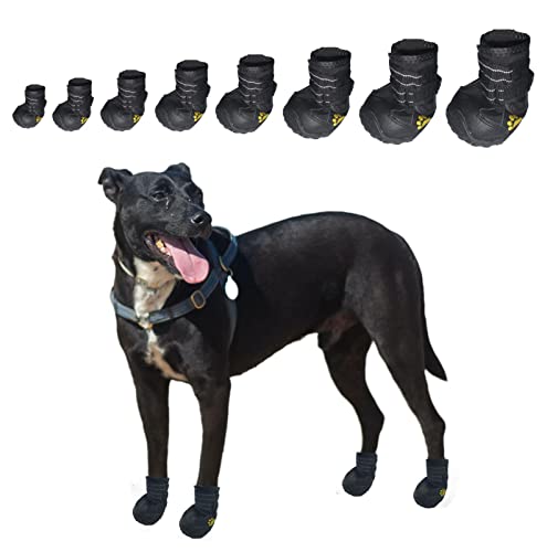 Hidapetg Dog Boots Shoes Waterproof Boots For Medium To Large Dogs With Reflective Strips Non-Slip Booties For Outdoor 4Pcs/Set (Reflective Tape(Narrow), Size 5(Pack Of 4)) #TOP4