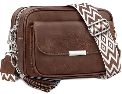 NEWIROVE Borsa Donna Tracolla Piccola in Pelle PU - Borsetta Con Tracolla Ampia Regolabile e Rimovibile per Lavorare, Shopping, Viaggio - Marrone Scuro