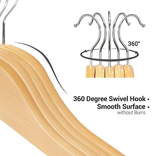 Songmics Kid’s Wooden Hangers, Set Of 20 Solid Wood Baby Hangers, Children's Coat Hangers With Pants Bar, Shoulder Notches, Swivel Hooks, 12.6 X 0.5 X 7.5 Inches, Natural Ucrw06Nl #TOP6