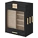 Price comparison product image SONGMICS Jewellery Box with Glass Window, 5-Layer Jewellery Organiser with 3 Side Drawers, Jewellery Storage, with Vertical Storage Space, Big Mirror, Modern Style, Graphite Black and Gold JBC162B02