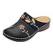 UULIKE Sandales Femme,Sabots Mules en Cuir PU Pantoufle Plage Tongs Eté Chaussures Jardinage Maison avec Semelle Confortable Chaussons d’Extérieur Printemps Noir Marron Casual Chaussures 35-43