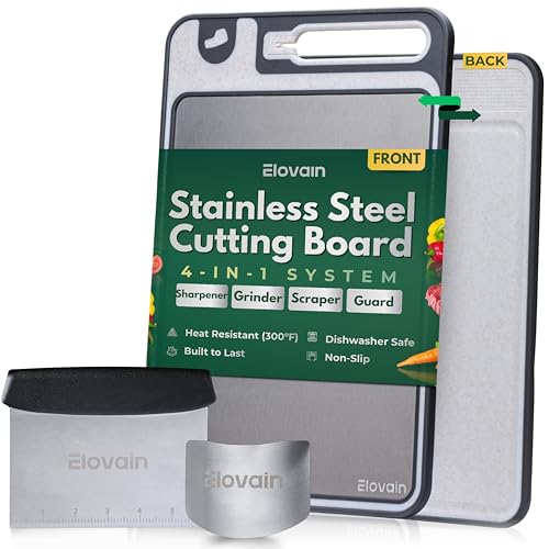 Elovain 3-Piece Stainless Steel Cutting Board Set