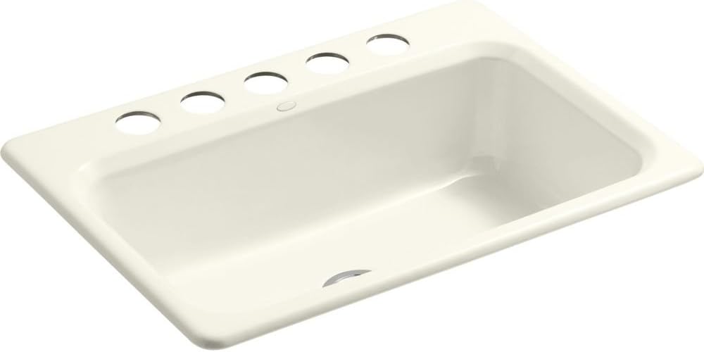Kohler K-5832-5U-96 32" 1-Bowl Undermount 5-Hole Cast Iron Kitchen Sink Biscuit
