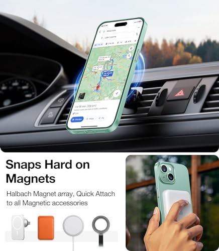 TORRAS Magnetic Slim Fit for iPhone 15 Case 2023, Matte Hard PC, Compatible with MagSafe, Ultra Thin Case for iPhone 15, Anti-Scratch Protective Cover for iPhone 15 Phone Case, Light Green, 6.1'' — view 3