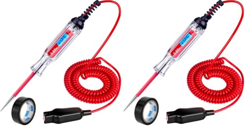 Image of Heavy Duty 3-65V Backlit Digital LCD Circuit Tester, Test Light with 140 Inch Extended Spring Wire, Car Truck Low Voltage & Light Tester with Stainless Probe (Pack of 2)