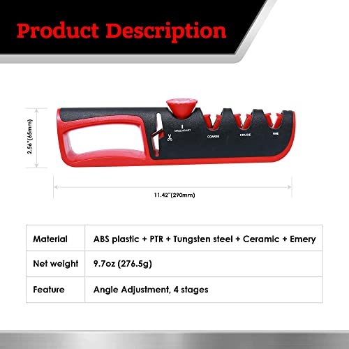 4 Stage Kitchen Scissor Knife Sharpener 4 - In - 1 Multifunctional Professional Kitchen Cuchillos Sharpeners Tool For Chef With Stainless Steel Ceramic Diamond Blade #TOP5