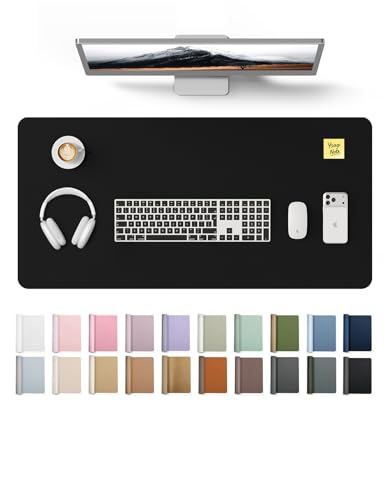 YSAGi Leather Desk Protector, Office Mat, Large Mouse Mat, Non-Slip PU Leather Blotter, Laptop Desk Mat, Waterproof Writing Pad for Office and Home (Black, 31.5" x 15.8")