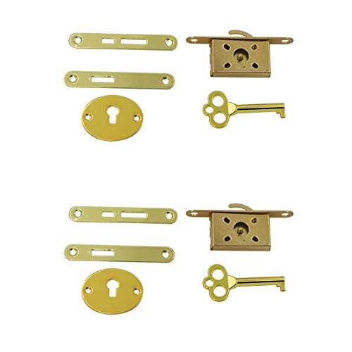 Geenite 2 Pack Wood Box Locks, Vintage Case Locks Metal Latch Small Locks Antique Jewelry Box Locks Woodworking DIY Hardware (Gold) by Geenite - Used condition - US$7.19